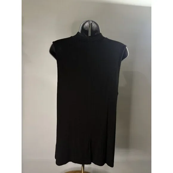 Jennifer Lopez Black Sleeveless Keyhole Neckline Choker Cut Top Tunic Collar Med - Picture 5 of 16